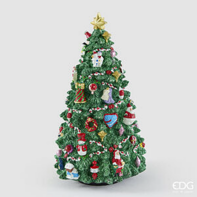 EDG Versierde kerstboom met muziekdoos (Groen - H31.5 cm)