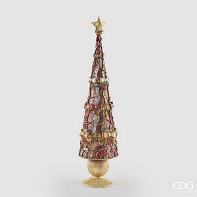 EDG Decoratieve dennenboom glitter Groen Rood H47 cm