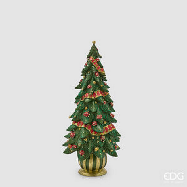 EDG Decoratieve dennenboom groen rood H33 cm