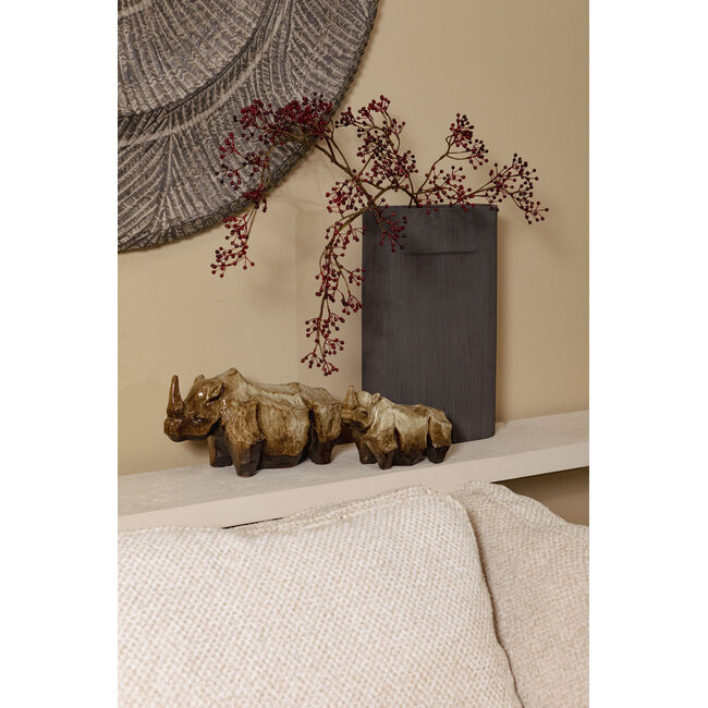 PTMD Tarig Light Brown ceramic rhino ornament S