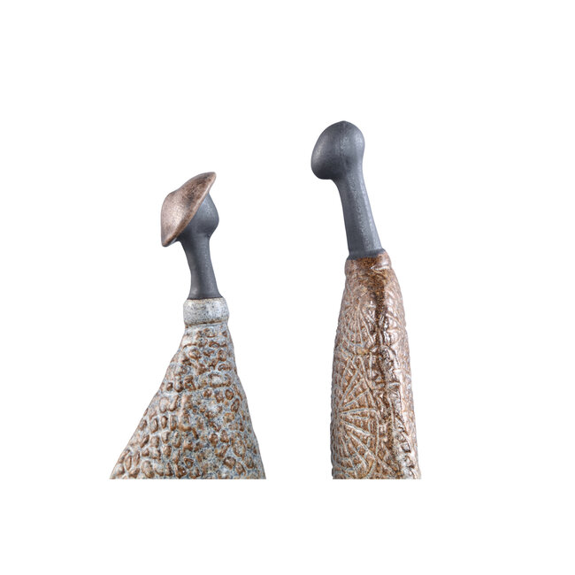 PTMD Yung Keramiek Beeldenpaar Beige Set van 2 (41 cm)