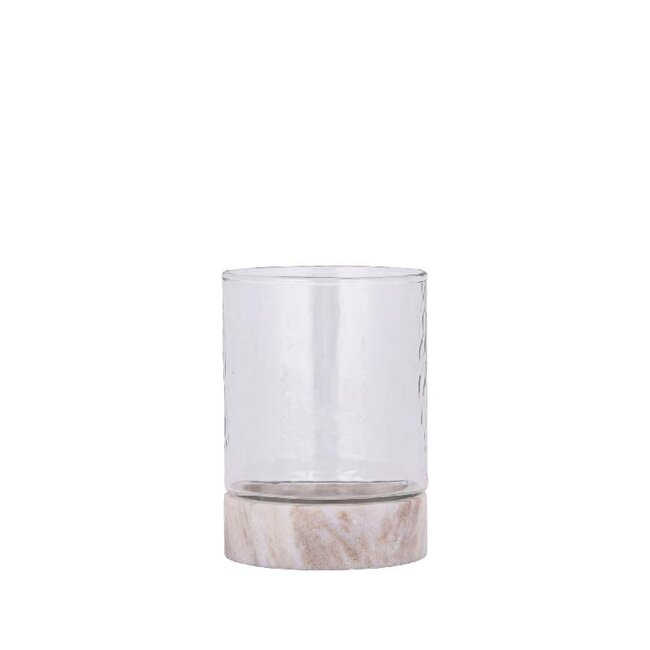PTMD Keylan Clear glass stormlight on marble base S