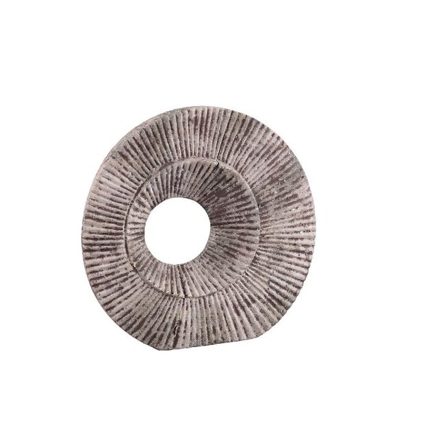 PTMD Kovi Beige cement ornament with ribbing round L