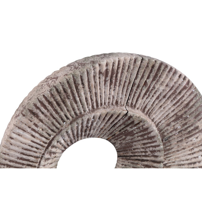 PTMD Kovi Beige cement ornament with ribbing round L