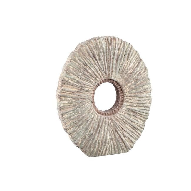 PTMD Kovi Beige cement ornament with ribbing oval