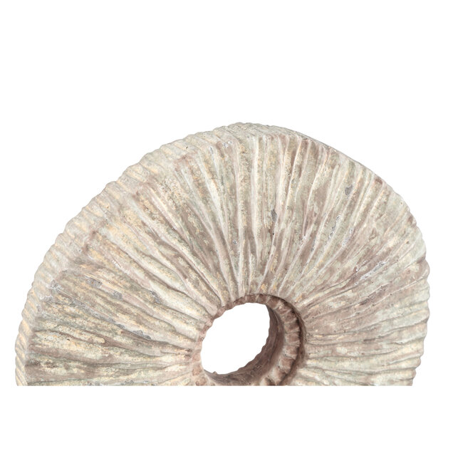 PTMD Kovi Beige cement ornament with ribbing round S