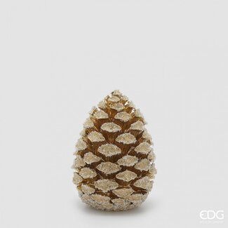 EDG Decoratie Dennenappel goud met sneeuw 26x19 cm