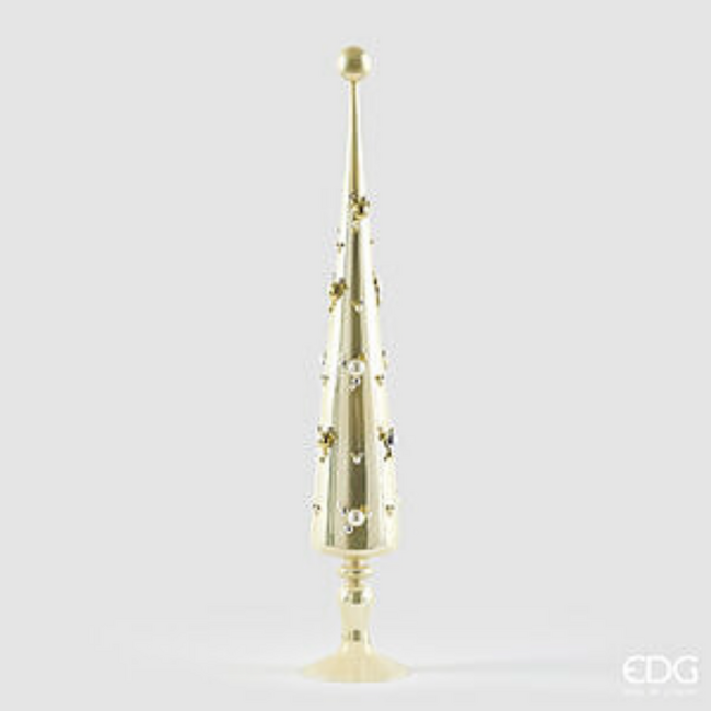 EDG Kegelvormige glazen kerstboom met gouden en parelkleurige bubbels (Goud - H70 cm)