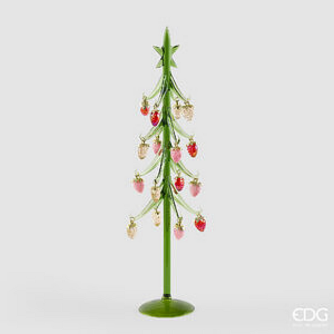 EDG Pine Decor Strawberries (Groen/Rood - H46 cm)
