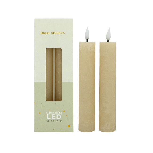 Home Society Gebroken wit LED Dinner Candles XL Core Recharge Set 2