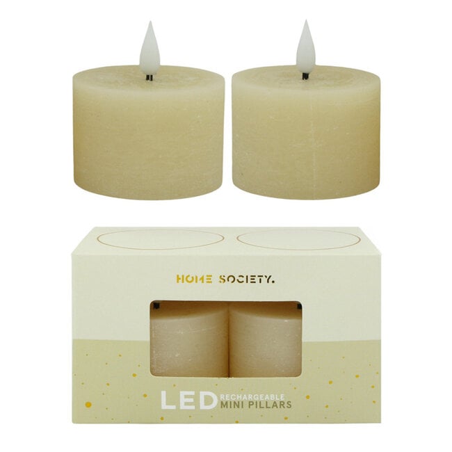 Home Society Gebroken wit LED Mini Pillar Candles Core Recharge Set 2 LED