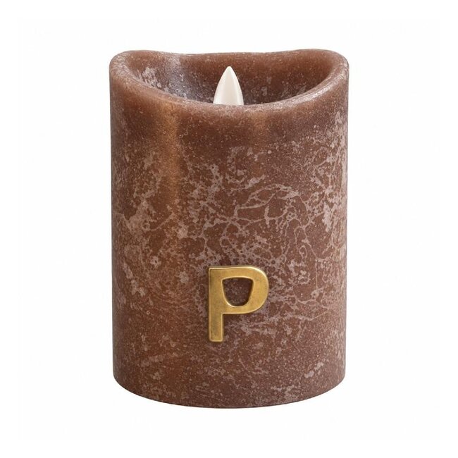 PTMD LED Light Candle rustic brown moveable flame S