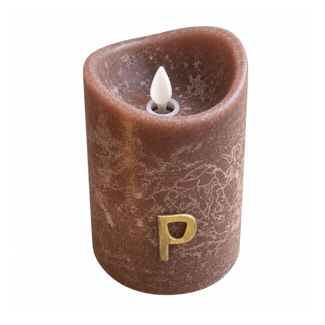 PTMD LED Light Candle rustic brown moveable flame S
