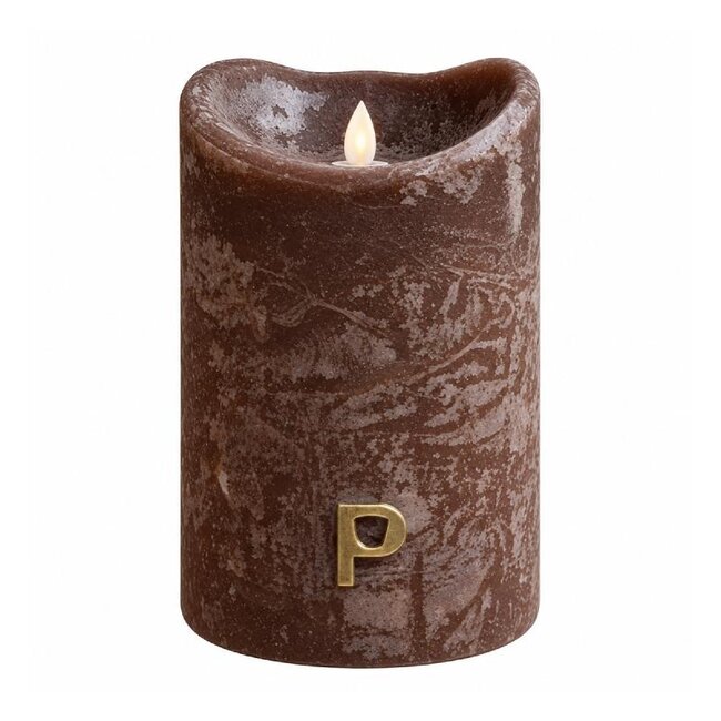 PTMD LED Light Candle rustic brown moveable flame L