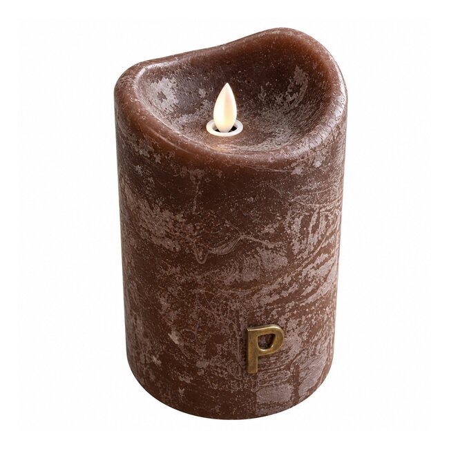PTMD LED Light Candle rustic brown moveable flame L