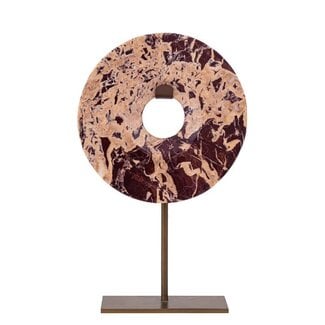 PTMD Eris Burgundy marble ring ornament on base L PTMD Eris Burgundy marble ring ornament on base L