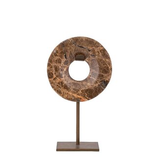 PTMD Eris Dark Brown marble ring ornament on base S PTMD Eris Dark Brown marble ring ornament on base S