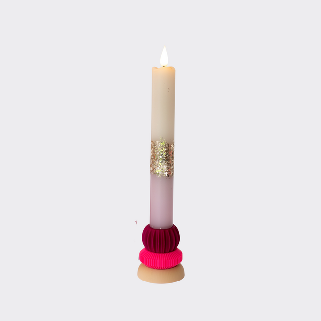 LED 25cm Dip Dye Kaars Koper/Glitterchampagne/Chestnut nr.109 (1 stuk)