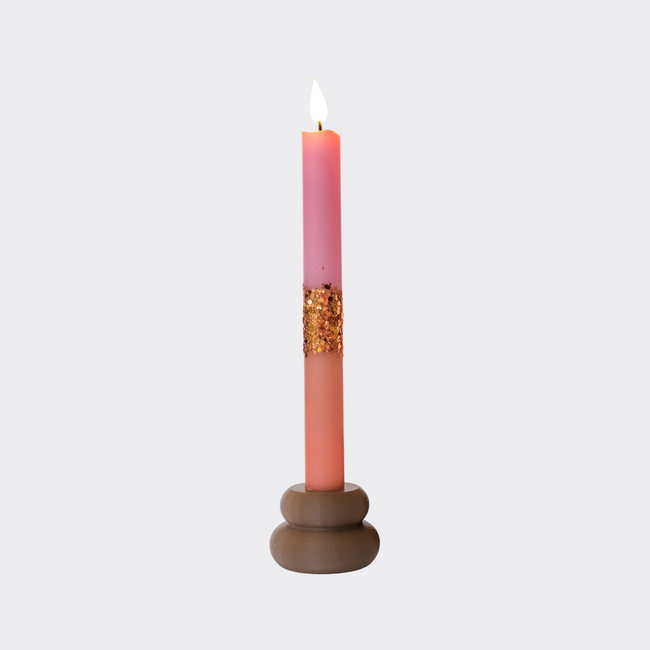 LED 25cm Dip Dye Kaars Koper/Glitterchampagne/Chestnut nr.109 (1 stuk)