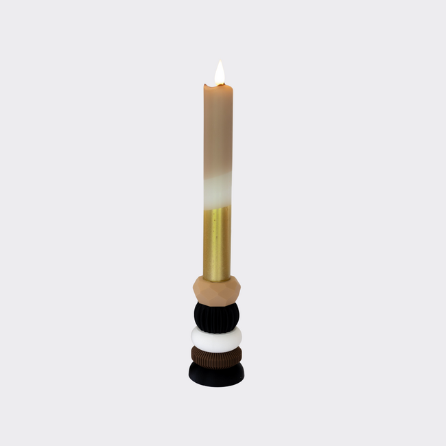 LED Bold 25cm Dip Dye kaars Lichtbruin/Ecru/Wit/Goud (1 stuk)