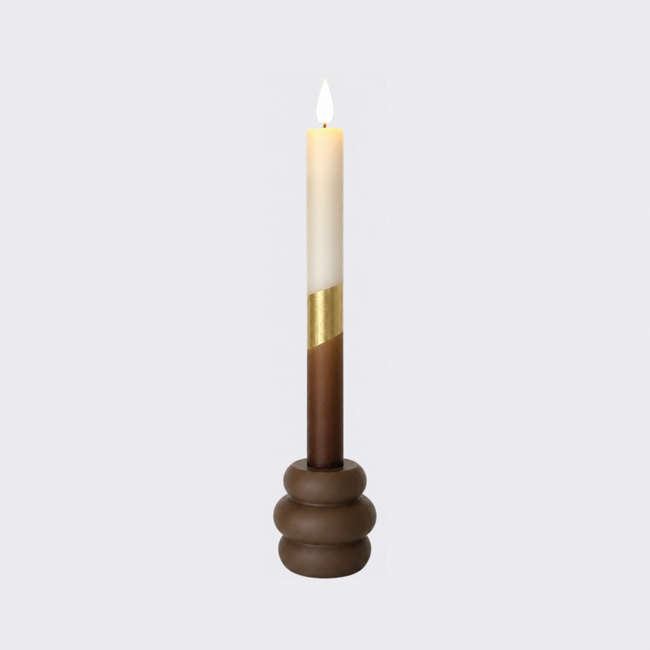 LED Bold 25cm Dip Dye Kaars Ecru/Goud/Donkerbruin (1 stuk)