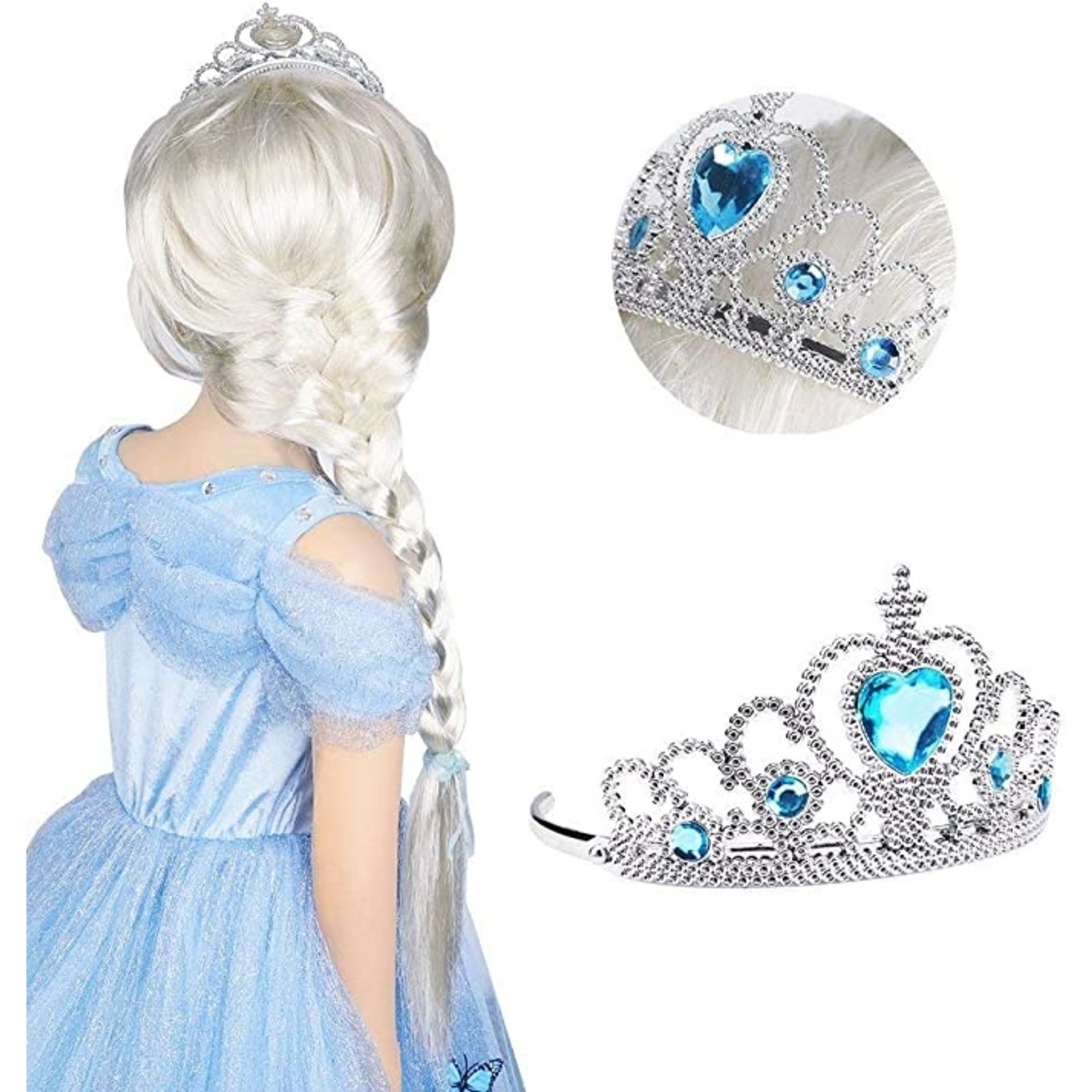 Jobber Toys – Sneeuwprinses accessoire set 3 delig – Blauw - Ijsprinses accessoire – Meisjes – 3 tot 8 jaar / Frozen