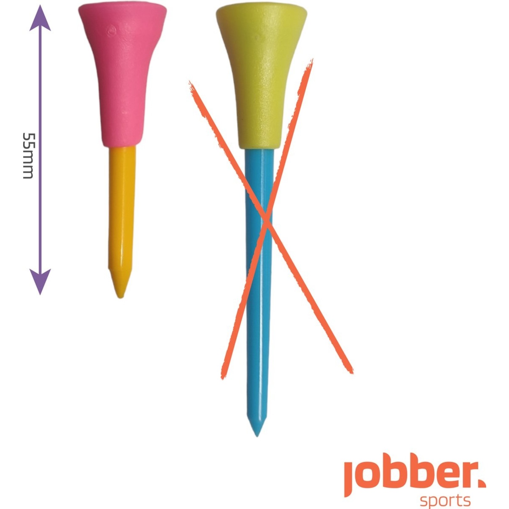 Jobber - Golf - Plastic tee - 55 mm - Rubber - Accessoires - 10 stuks