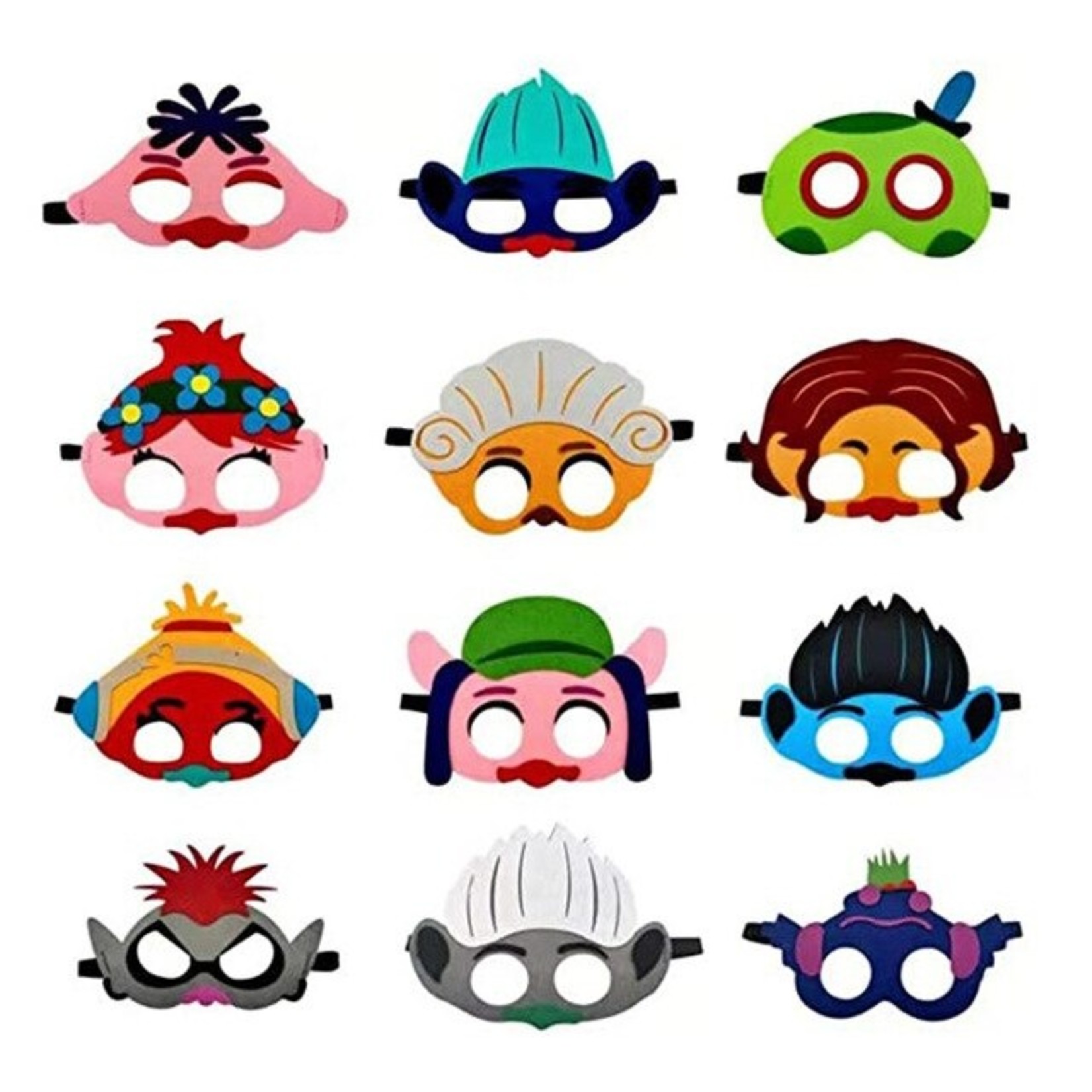 Jobber - Trolls - Maskers - 12 stuks - Verkleedkleding - Accessoires