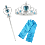 Prinses accessoire set - 3-delig - Prinsessen Kroon - Tiara - Prinses Handschoenen - Prinsessenstaf - Blauw