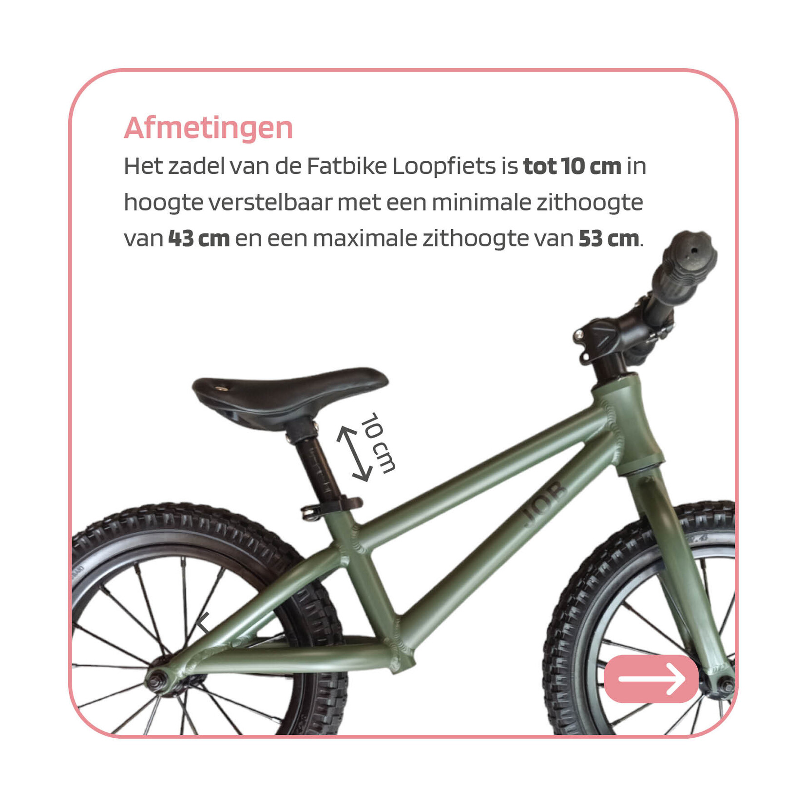 Loopfiets 3 jaar-  vanaf 3 jaar  - Jongens loopfiets – 3 jaar – Groen – Fatbike Loopfiets – Kids – Personaliseerbaar – dikke banden - Loopfiets voor Peuters