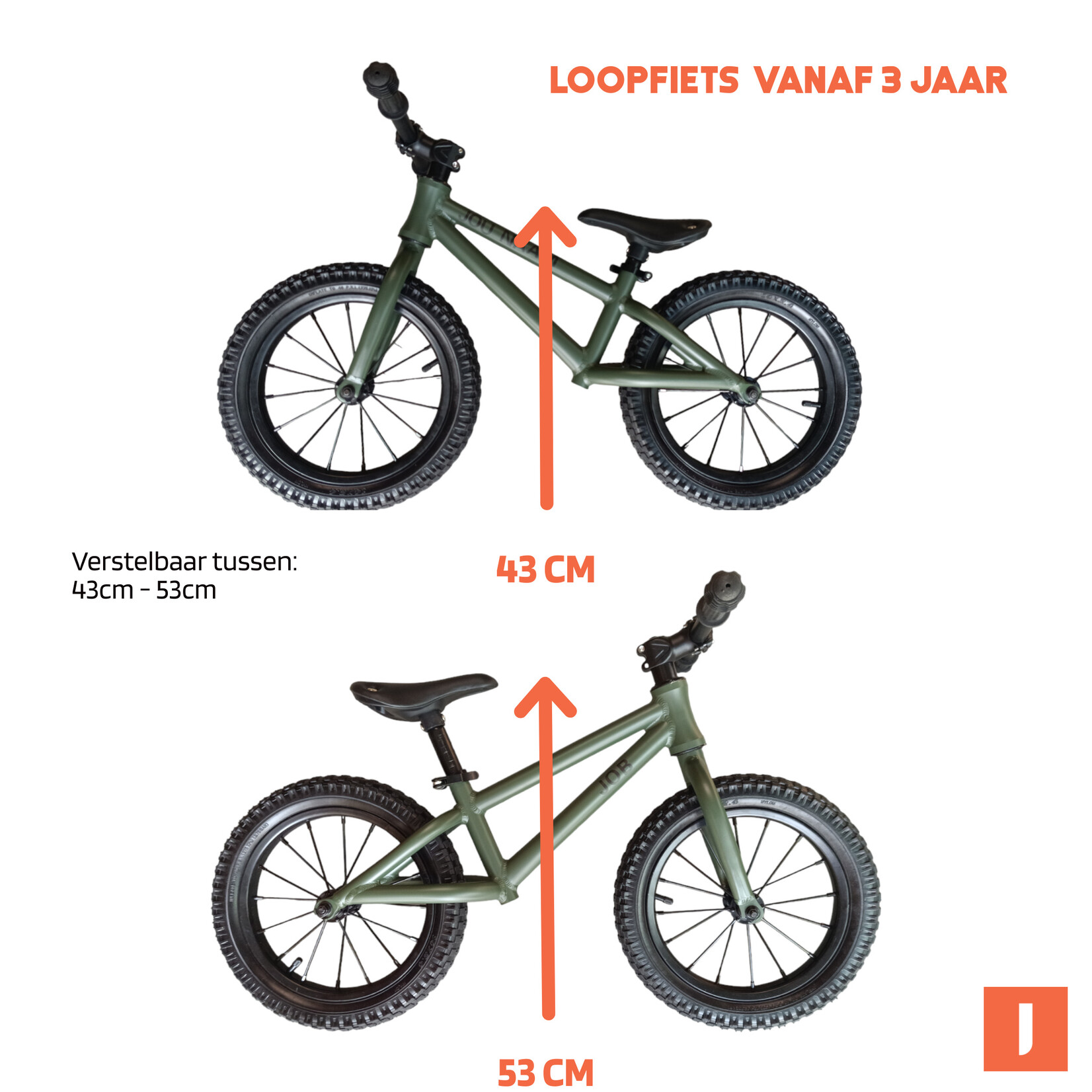 Jobber Toys Jobber Fatbike Loopfiets 3 jaar - Loopfietsen Pastel Roze - 14inch