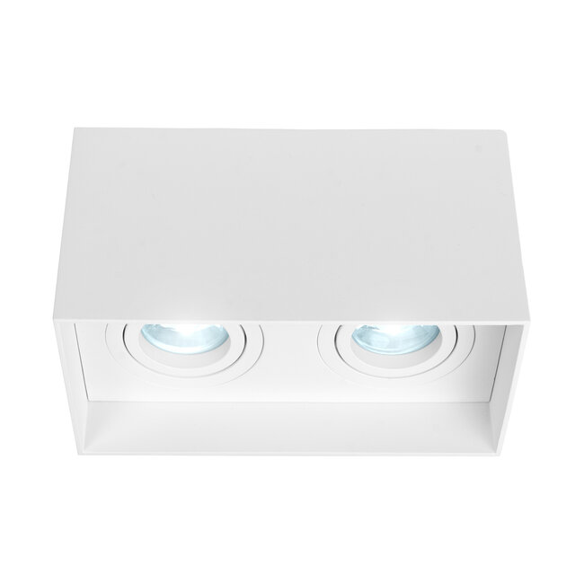 PURPL LED GU10 Double Downlight Fixture IP20 White Aluminium Square incl. lamp holder