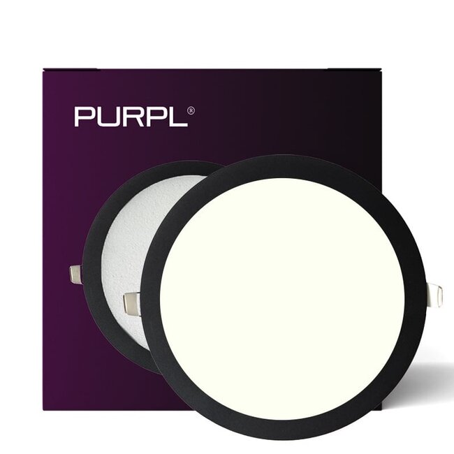 PURPL LED Downlight - ø225mm - 4000K Natural White - 18W - Round - Recessed - Black