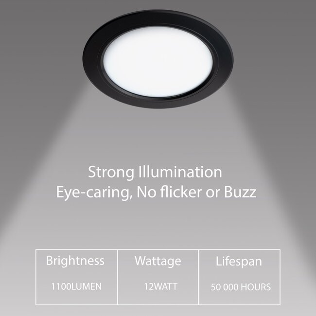 MiBoxer/Mi-Light LED Downlight - 12W - ø180mm - RGB+CCT - IP44 - Recessed - Round - Black - FUT066B