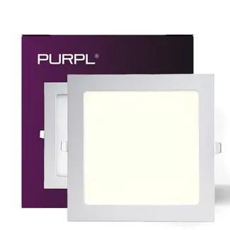 PURPL LED Downlight - 18W - 225x225mm - 4000K Natural White - IP40 - Recessed - Square - White