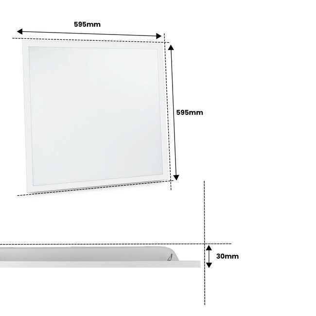 PURPL LED Panel - 60x60 - 4000K Natural White - 30W - 3900 lm - 130 lm/W - UGR&lt;19 - Back-lit