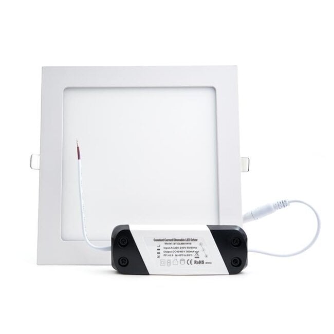 PURPL LED Downlight - 18W - 225x225mm - 3000K Warm White - IP44 - Recessed - Square - White