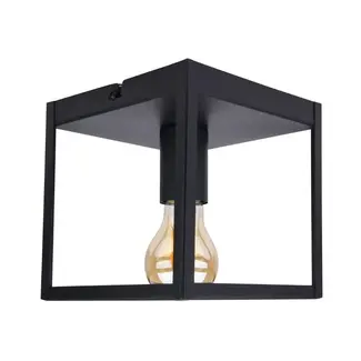 PURPL Square Ceiling Lamp | Black | Incl. E27 bulb - 4W - 2400K | Dimmable | E27 fitting | Industrial design