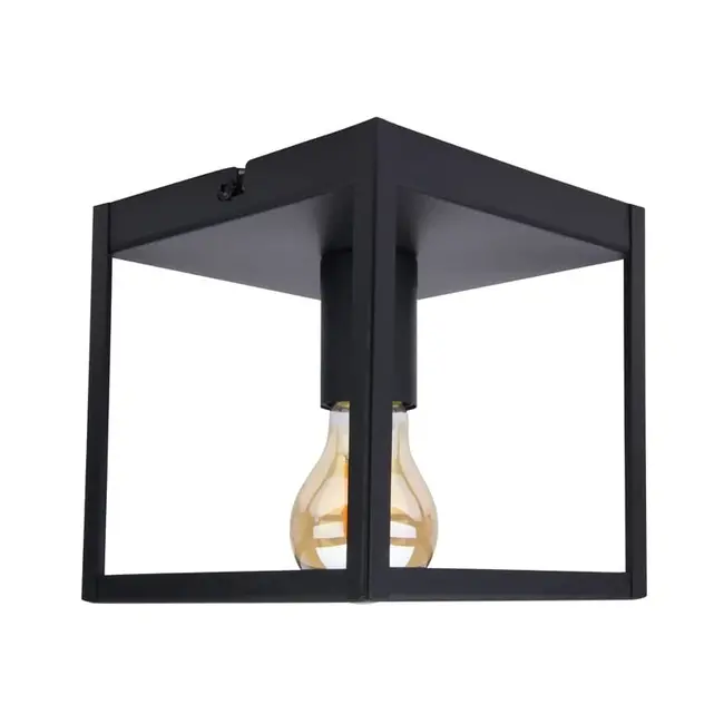 PURPL Square Ceiling Lamp | Black | Incl. E27 bulb - 4W - 2400K | Dimmable | E27 fitting | Industrial design