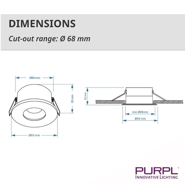 PURPL LED GU10 Spot Fixture IP65 Black Waterproof Aluminium Incl. socket
