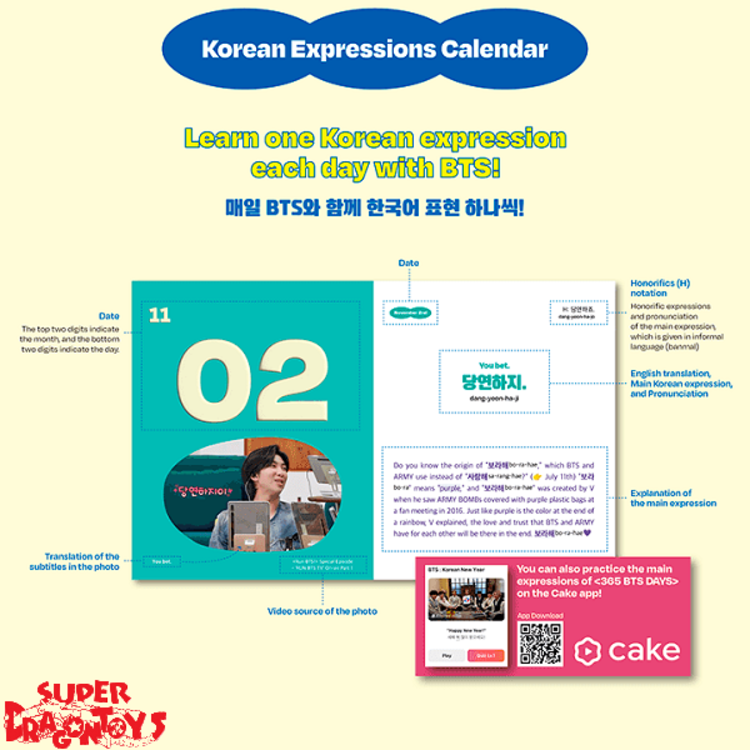 BTS (방탄소년단) - 365 BTS DAYS (KOREAN EXPRESSIONS CALENDAR) - OFFICIAL MD