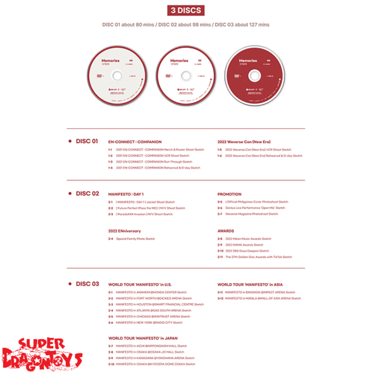ENHYPEN (엔하이픈) - SET [PIECES OF MEMORIES [2021-2022] & MEMORIES : STEP 2] - [3DVD + 2PHOTOBOOKS] PACKAGE + WEVERSE GIFT