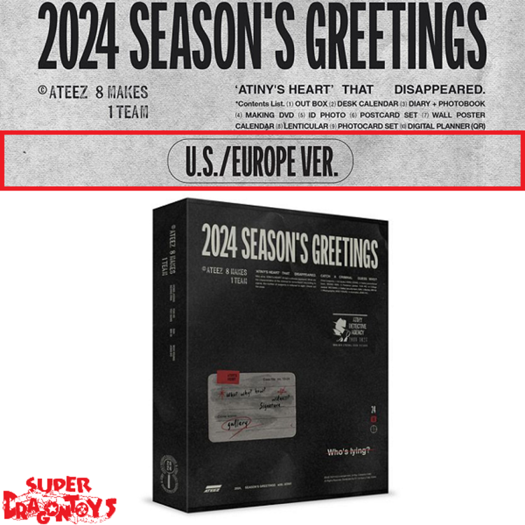 ATEEZ (에이티즈) - 2024 SEASON'S GREETINGS - [US / EUROPE EXCLUSIVE VER.] - [DESK CALENDAR + DVD] PACKAGE