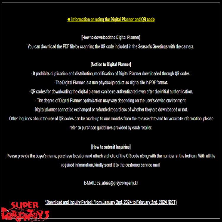 ATEEZ (에이티즈) - 2024 SEASON'S GREETINGS - [US / EUROPE EXCLUSIVE VER.] - [DESK CALENDAR + DVD] PACKAGE