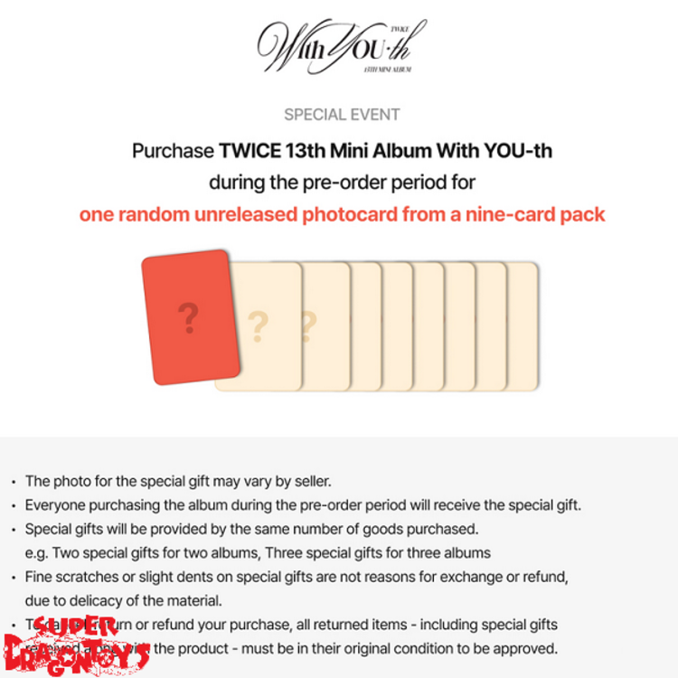 TWICE (트와이스) - WITH YOU-TH - 13TH MINI ALBUM + [JYP PHOTOCARD]