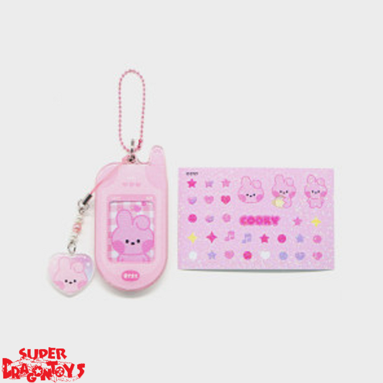 BT21 - MININI RETRO PHONE KEYRING + STICKER SET - OFFICIAL MD