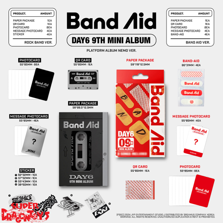 DAY6 (데이식스) - BAND AID - [NEMO VER.] - 9TH MINI ALBUM + [JYP PHOTOCARD]
