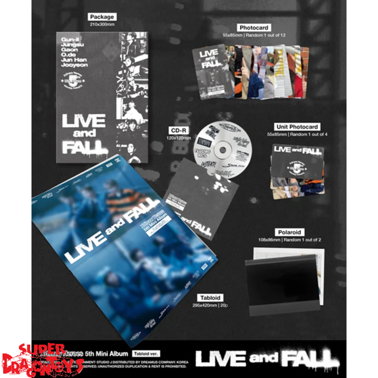 XDINARY HEROES (엑스디너리 히어로즈) - LIVE AND FALL - [TABLOID VER.] - 5TH MINI ALBUM + [JYP PHOTOCARD]