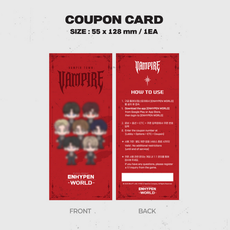 ENHYPEN (엔하이픈) - "WORLD" COUPON CARD COLLECTION [VAMPIRE BASIC VER.]