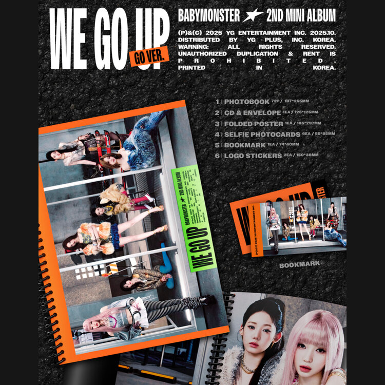 BABYMONSTER (베몬) - WE GO UP - [GO VER.] - 2ND MINI ALBUM + [2 KNPOPS PHOTOCARDS]
